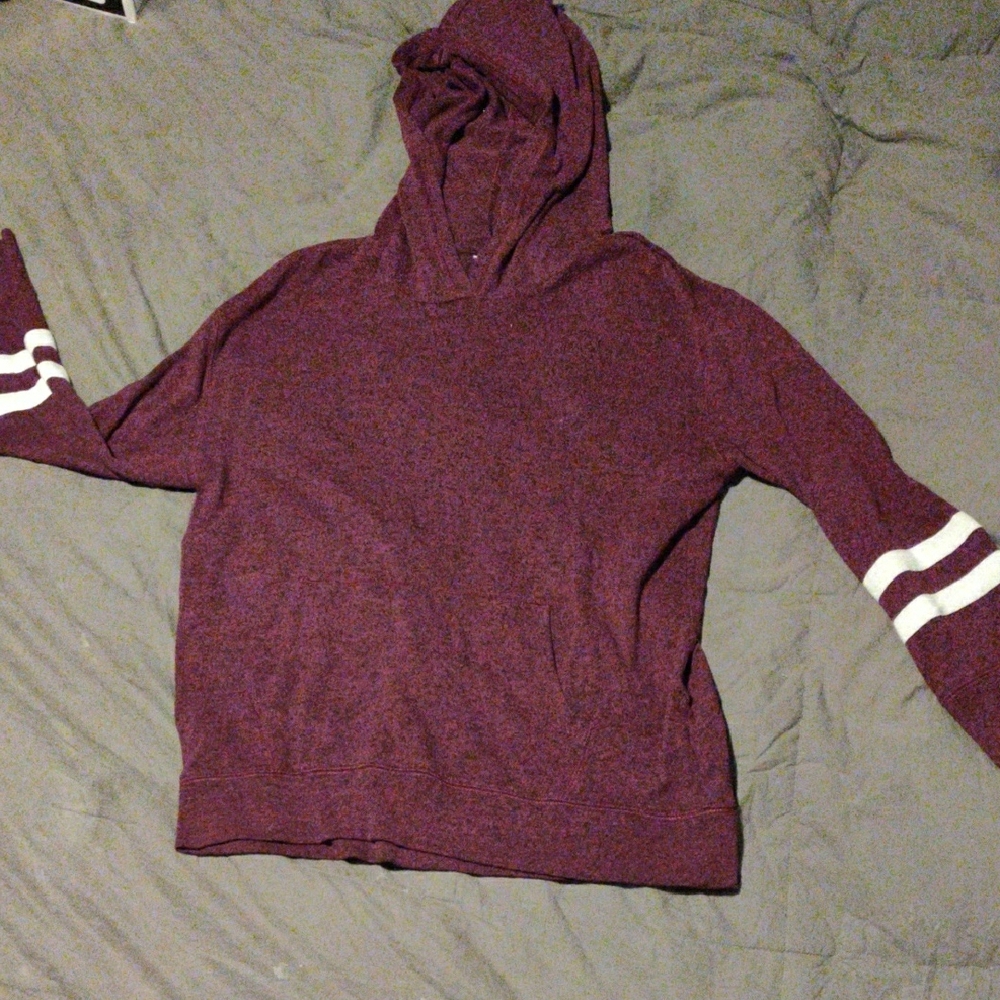 Maroon Hoodie with White Stripes
